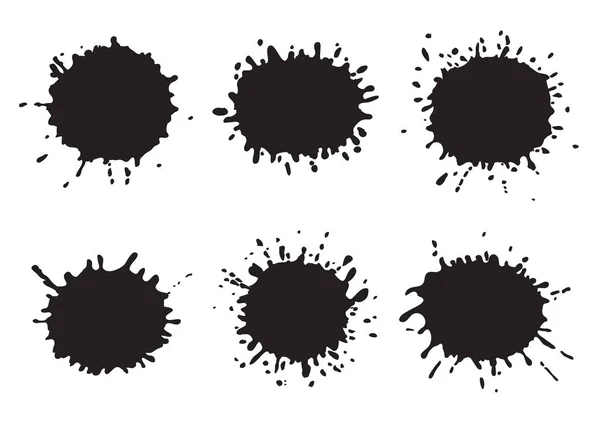 Différentes Taches Encre Noire Sur Fond Blanc — Image vectorielle