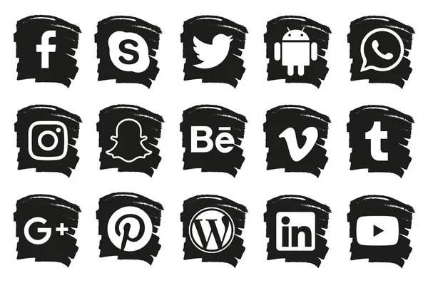 Sosyal medya beyaz arka planda siyah simgeler