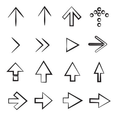 Beyaz arka plan üzerinde izole okları kümesi