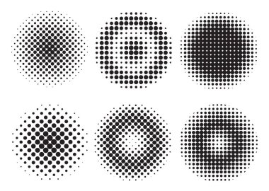 Beyaz arka plan üzerinde izole nokta yapılan daireler kümesi