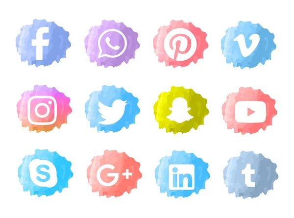 Набір Соціальних Медіа Логотипи Ізольовані Білому Тлі — стоковий вектор