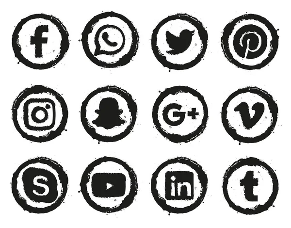 Ensemble Logotypes Médias Sociaux Isolés Sur Fond Blanc — Image vectorielle