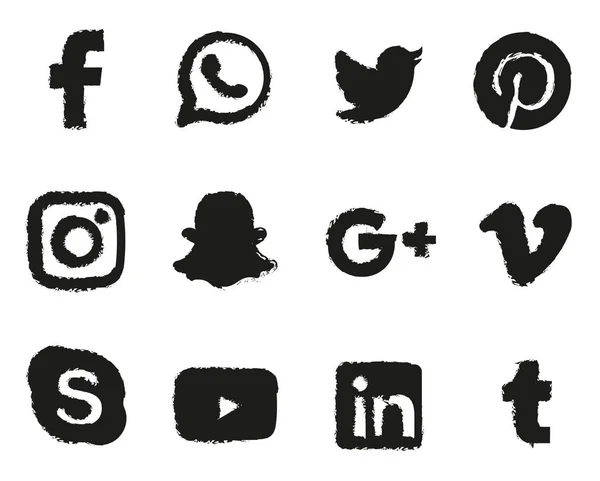 Set Logotipi Dei Social Media Isolati Sfondo Bianco — Vettoriale Stock