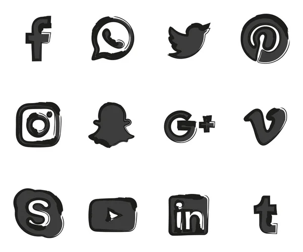 Set Social Media Logotypes Isolated White Background — Stock Vector