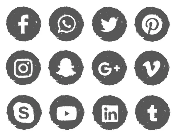 Beyaz arka plan üzerinde izole sosyal medya logotype kümesi