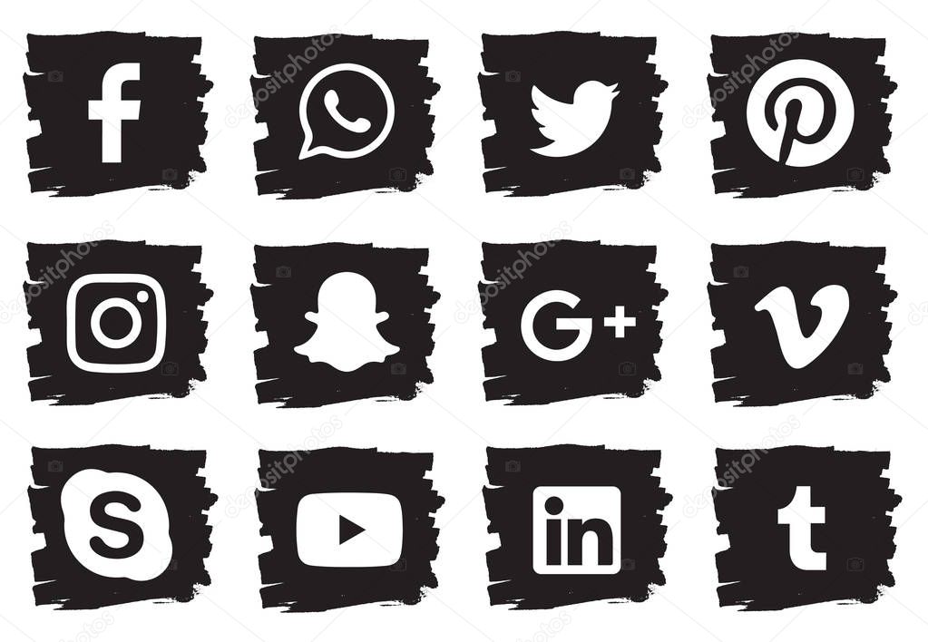 Set of social media logotypes isolated on white background