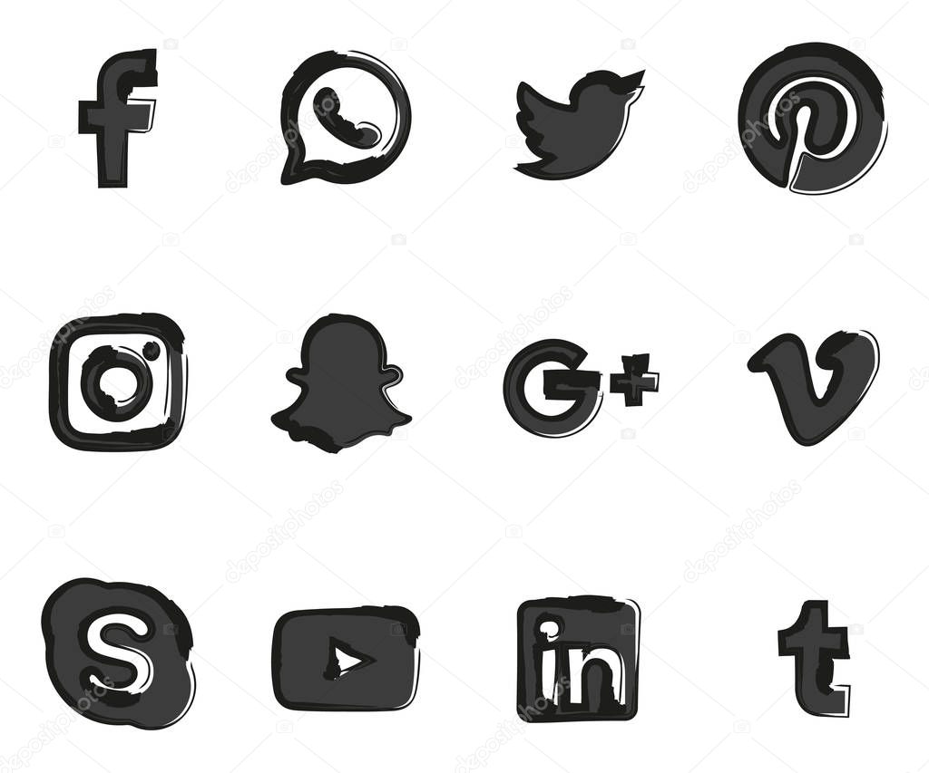 Set of social media logotypes isolated on white background