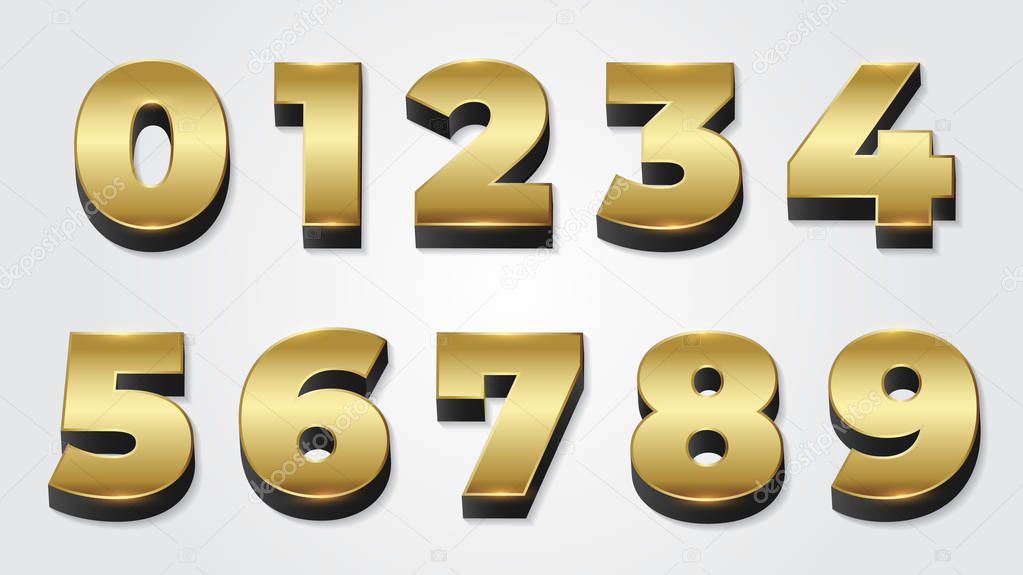 set of Golden numbers isolated on white