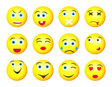 farklı sarı ifadeler üzerinde beyaz izole