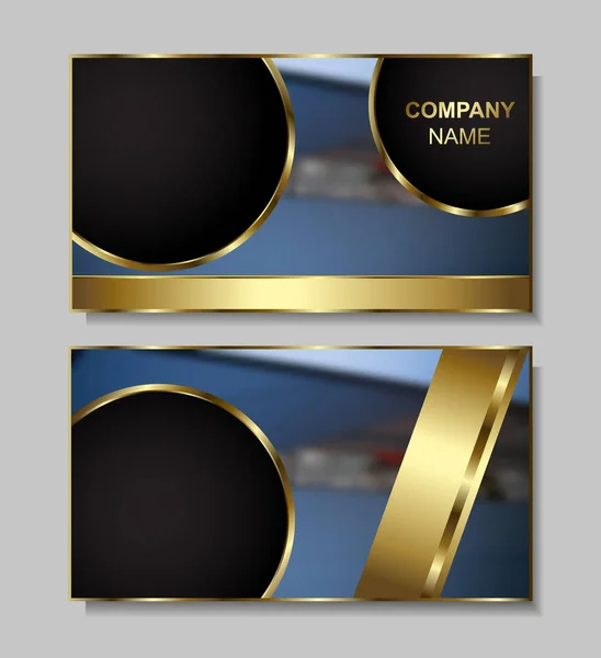 Cartão Comercial Moderno Abstrato Dourado Azul — Vetor de Stock