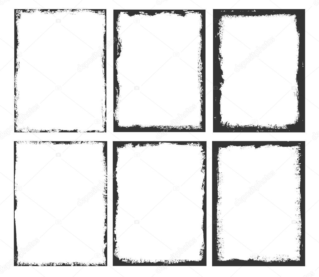 set of six grungy rectangles isolated on white