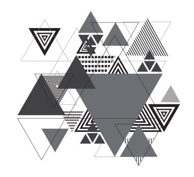 Soyut üçgenler gri arka plan üzerinde beyaz izole