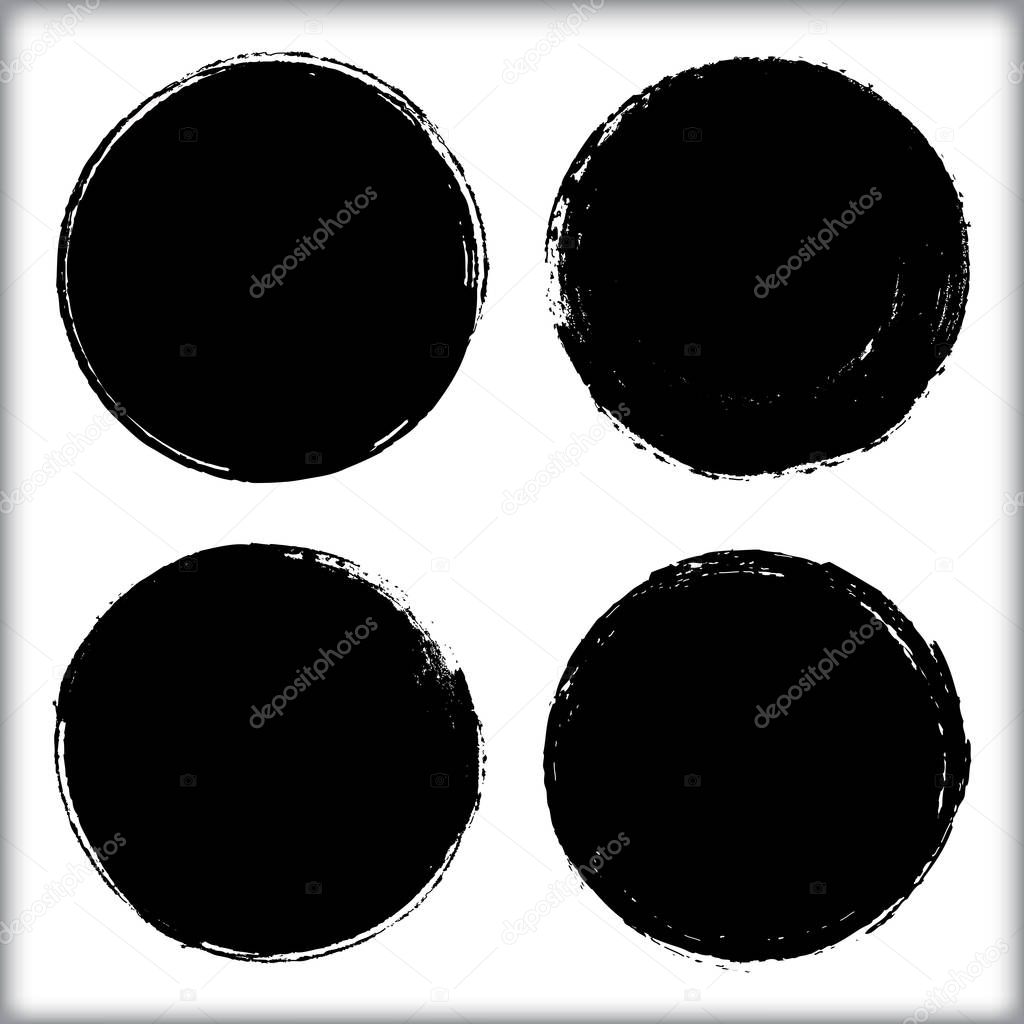 vector set of grungy circles geometric figures