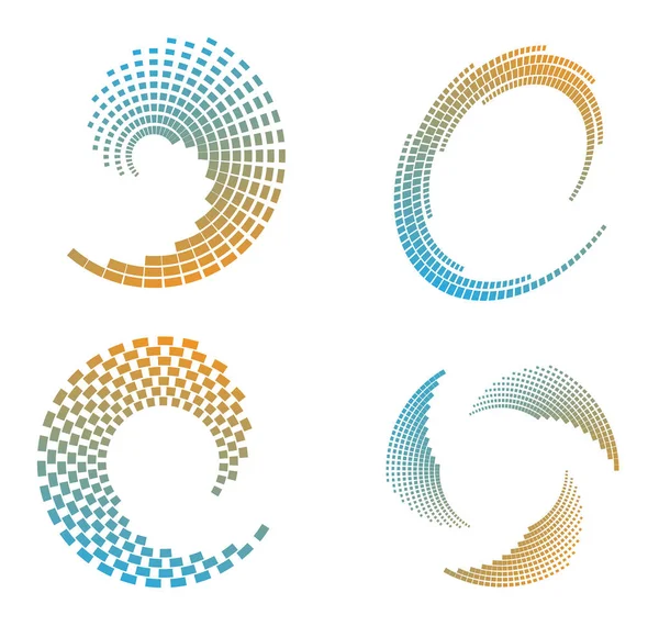 Grunge daireleri ayarlandı. Yuvarlak şekilli homurdanıyor. Vektör illüstrasyonu