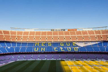 Barcelona - Aralık 2018: Camp Nou içinde - ev Fc Barcelona İspanya ve Avrupa'nın en büyük stadyum ve dünyanın üçüncü büyük futbol stadyumu stadyumudur. 1957 yılında inşa edilmiş.