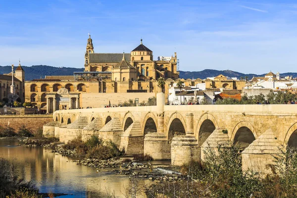 Кордова Испания Dec 2018 Picturesque View Roman Bridge Cordoba Facing — стоковое фото