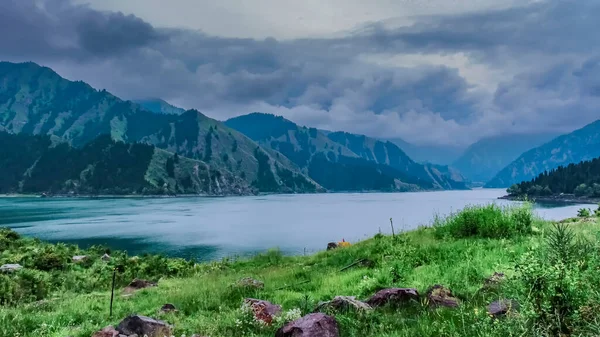 Tianchi Lake Létě Bogda Vrchol Dálce Royalty Free Stock Fotografie