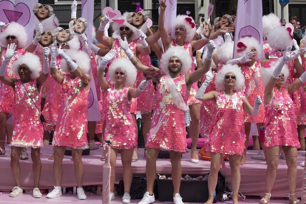 Amsterdam Netherlands August 2017 Participants Dance Pinkd Dress Famous Canal — Stock Photo, Image