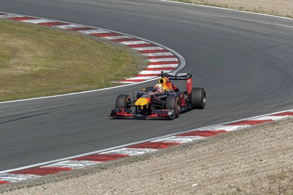 Fórmula Auto Coureur Max Verstappen Durante Dias Corrida Jumbo Circuito Imagens Royalty-Free