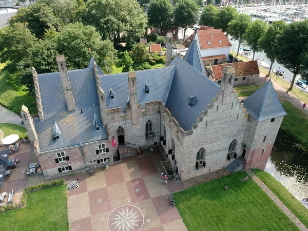 Egy Drónfotó Radboud Kastélyáról Medemblikben Kastély 1288 Ból Származik Medemblik — Stock Fotó