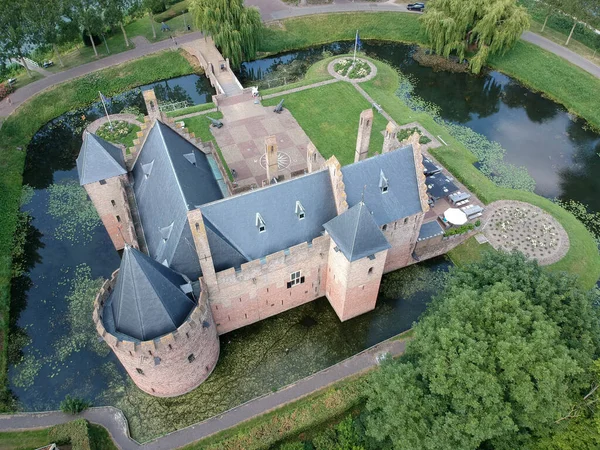 Drone Foto Del Castillo Radboud Medemblik Castillo Data 1288 Castillo — Foto de Stock