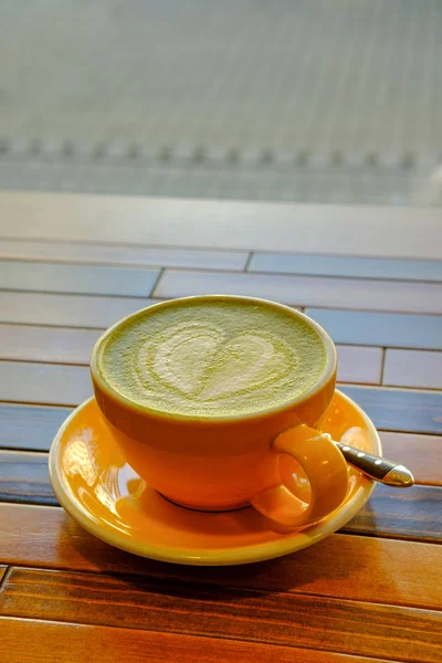 Gorące Mleko Zielona Herbata Matcha Latte — Zdjęcie stockowe