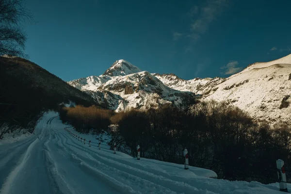 Гора Казбек Третья Высоте Вершина Грузии Большой Кавказ — стоковое фото