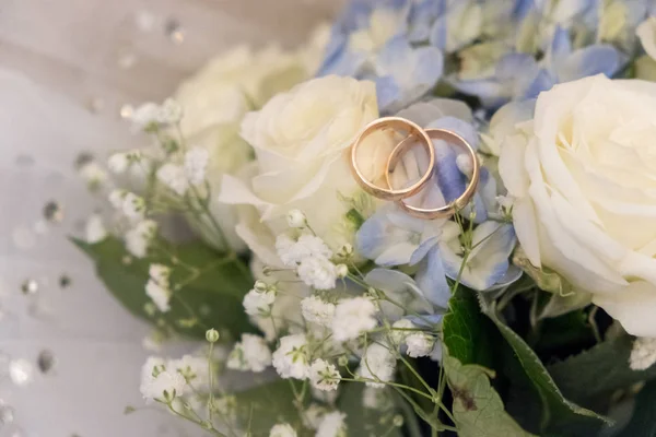 Ramo Novia Anillos Boda — Foto de Stock