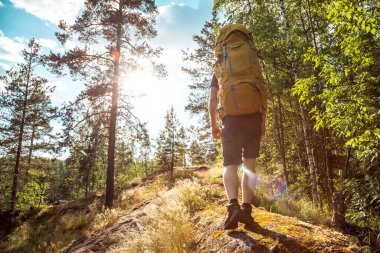 İskandinav dağlarında parlak bir sırt çantasıyla tek başına gezen bir adam sağlıklı bir hayat tarzı macerası yaşıyor. Seyahat ve tatil kavramı