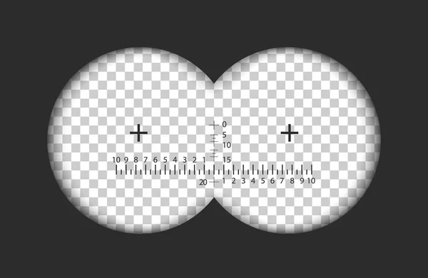 Bekijk Verrekijker Realistische Vectorillustratie Met Transparante Lens Achtergrond Twee Cirkels — Stockvector