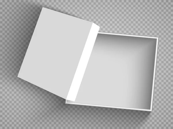 Caja Regalo Abierta Cartón Blanco Con Tapa Ilustración Aislado Sobre — Vector de stock