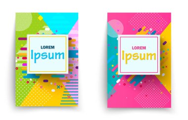 Minimal tasarım kapakları. Serin parlak kapakları koleksiyonu. Tasarımınız için geometrik arka planlar. Afiş, posterlerini açmaları, posterler, el ilanları için uygulanabilir. Vektör Eps10.