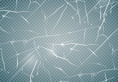 Yüzey dokusunu buza, şeffaf bir arka plan üzerinde izole çatlamış. Vektör çizim, Eps 10.