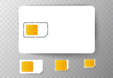 SIM kart Mobil cep telefonu çip. Vektör Isolated üzerinde arka plan eps10