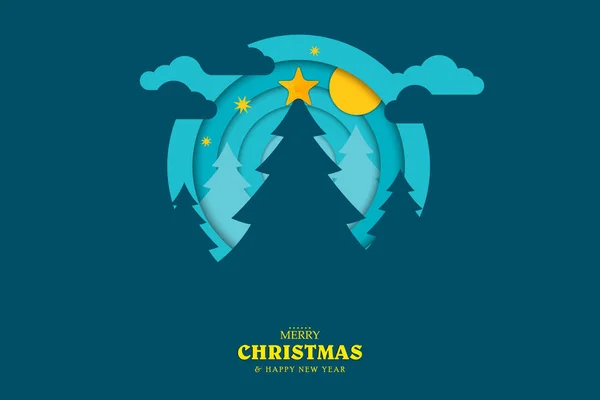 Buon Natale Felice Anno Nuovo Composizione Natalizia Carta Artigianato Digitale — Vettoriale Stock
