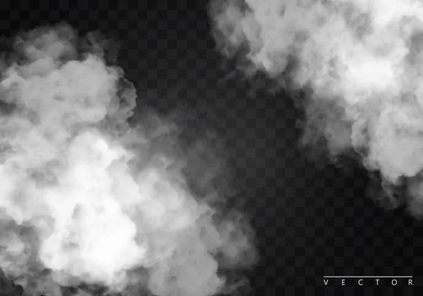 Niebla Humo Aislado Efecto Especial Transparente Nubosidad Del Vector Blanco — Vector de stock