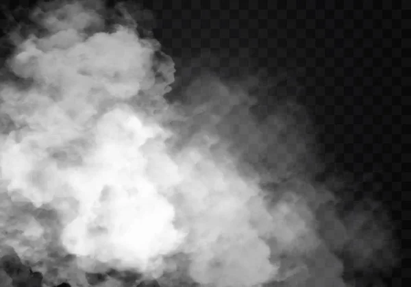 Mlha Nebo Kouř Izolované Transparentní Zvláštní Efekt Bílá Vektorová Oblačnost — Stockový vektor