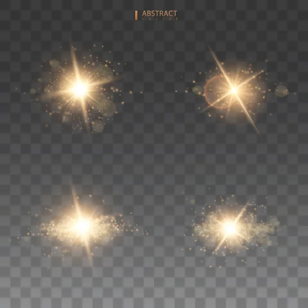 Listos Estrella Brillante Las Partículas Sol Chispas Con Efecto Luz — Vector de stock