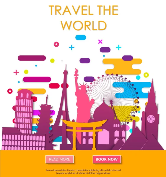 Viajar Para Mundo Férias Viagem Mundo Turismo Banner Viagem Ilustração — Vetor de Stock