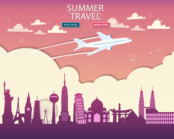 Viajar Para Mundo Férias Viagem Mundo Turismo Banner Viagem Ilustração — Vetor de Stock