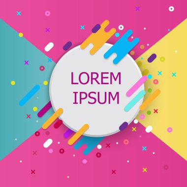 Son moda neon geometrik figürler modern malzeme tasarım stili duvar kağıdı. Kağıt kartı ve soyut renkli şekiller ile vektör arka plan. Eps10