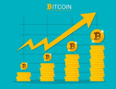 Bitcoin büyüme kavramı. Bitcoin gelir illüstrasyon. Vektör çizim Eps10
