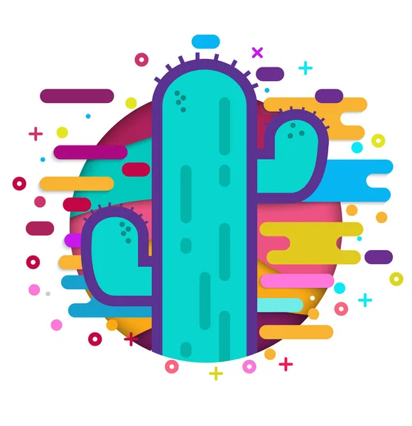 Cactus Nel Deserto Moderno Design Piatto Isolato Trendy Figure Geometriche — Vettoriale Stock