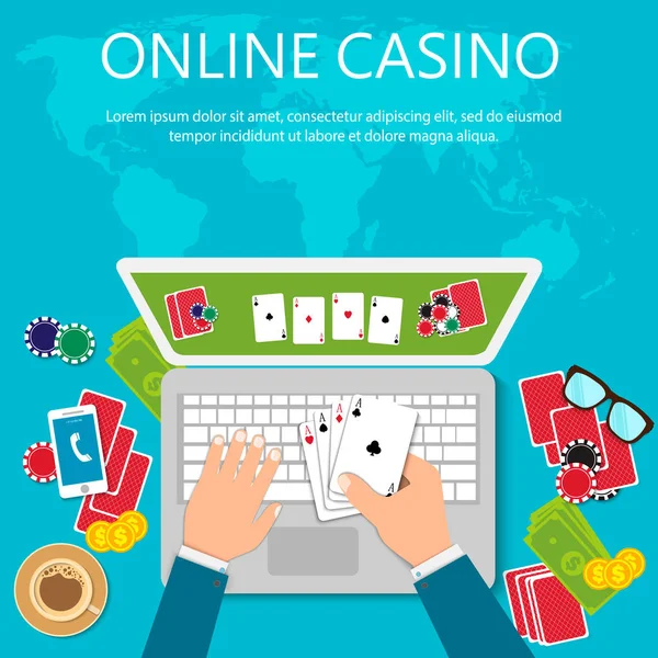 Illustration Casino Online Flat Style Concepts Web Banner Background Casino — Stock Vector