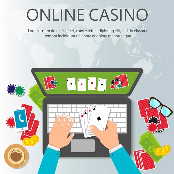 Casino Online Poker Traditionelle Karten Für Sicheres Glücksspiel Bekommen Geld — Stockvektor