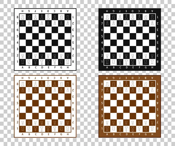 Pièces Échecs Style Plat Échecs Noir Blanc Avec Pièces Échecs — Image vectorielle