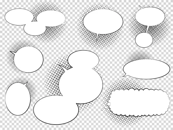 Juego Burbujas Discurso Cómic Dibujadas Mano Ilustración Vectorial — Vector de stock