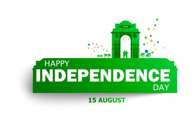 Hindistan mutlu bağımsızlık günü 15 Ağustos için. Ünlü anıt Hindistan Hint arka planda. Vektör çizim Eps10