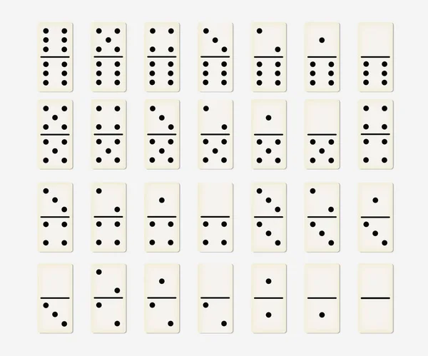 Réaliste Domino Ensemble Complet Isolé Sur Fond Transparent Dominos Art — Image vectorielle