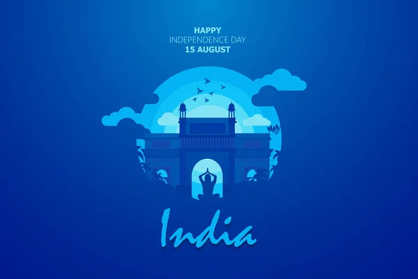 Feliz Día Independencia India Para Agosto Famoso Monumento India Fondo — Vector de stock